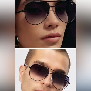Quay High  126 Black/smoked lenses  Aviator Sunglasses EUC no wear no scratches
